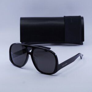 Saint Laurent SL652/F SOLACE 001 Aviator Sunglasses - Shiny Black